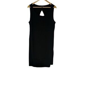 Eileen Fisher Black Sleeveless Tank Dress Soft Jersey Stretch Keyhole Large